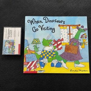 When Dinosaurs Go Visiting Linda Martin Scholastic Book & Cassette Tape 1996 90s